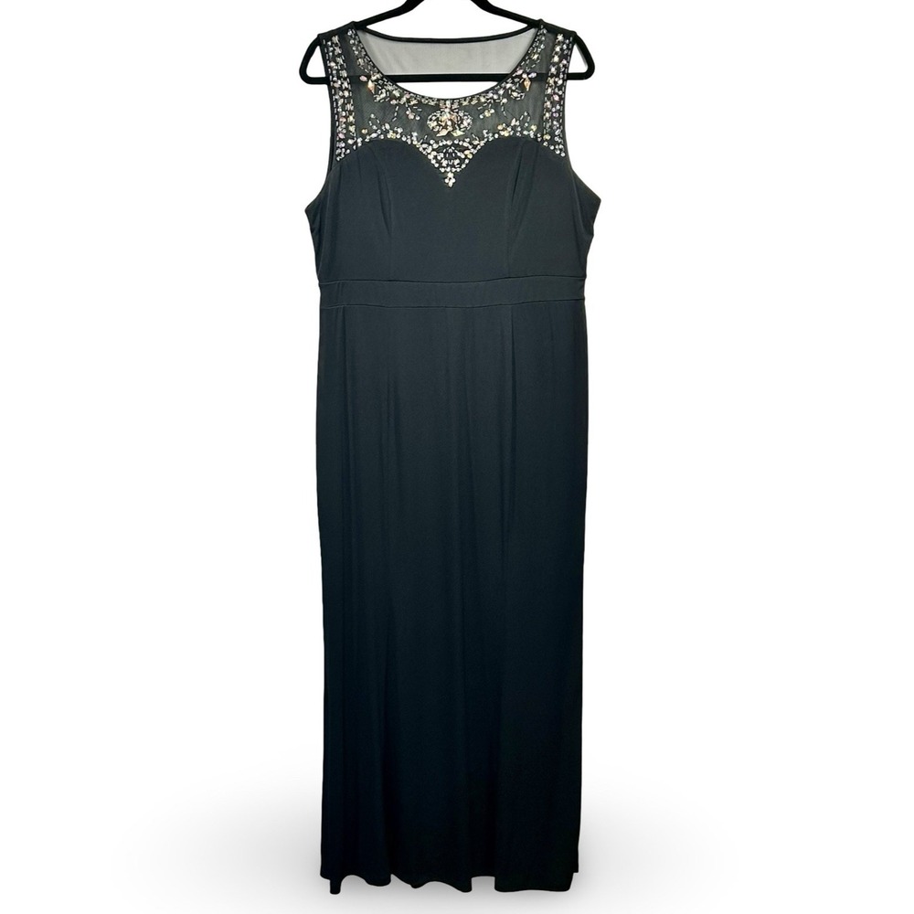 Candalite Sleeveless Beaded Floor‎ Length Sheath Dress Size XL Stretch Comfort